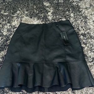 New BCBGMAXAZRIA, Black Leather Skirt, with zipper.